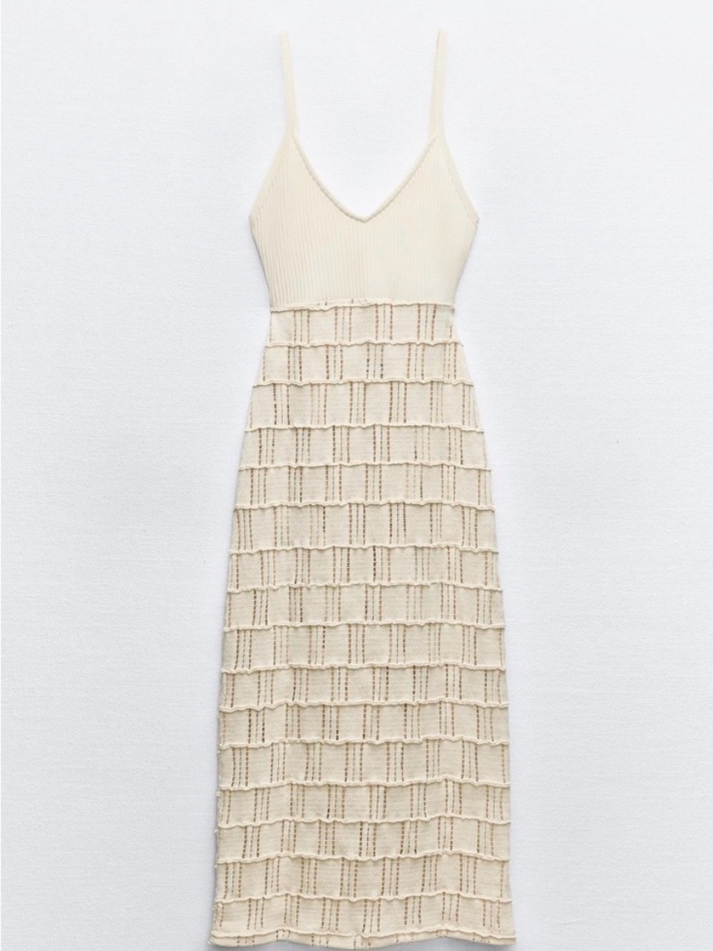 Zara Knit Spaghetti-Strap Midi Dress